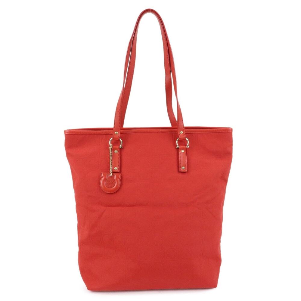 Ferragamo Gancini Canvas & Leather Tote Red
